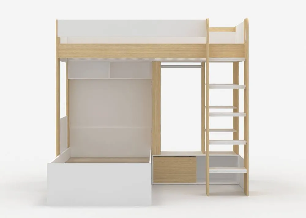 Flair Hampton L Shape Bunk Bed with Wardrobe in White 5