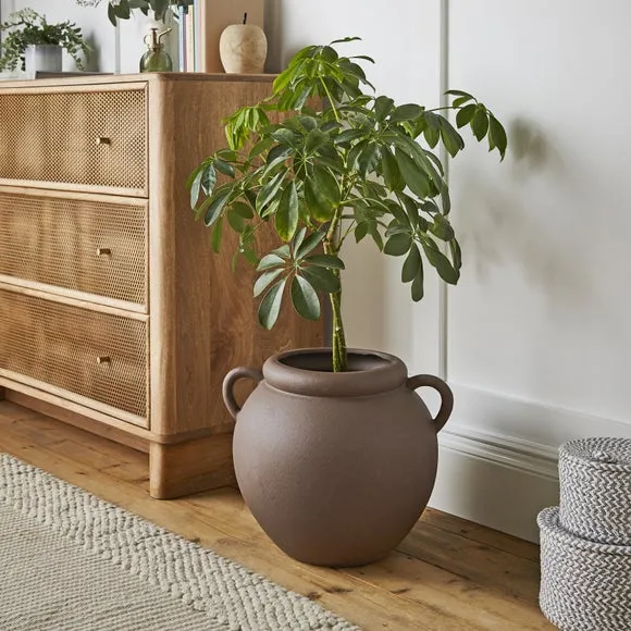 Wide Stone Vase with Handles 1