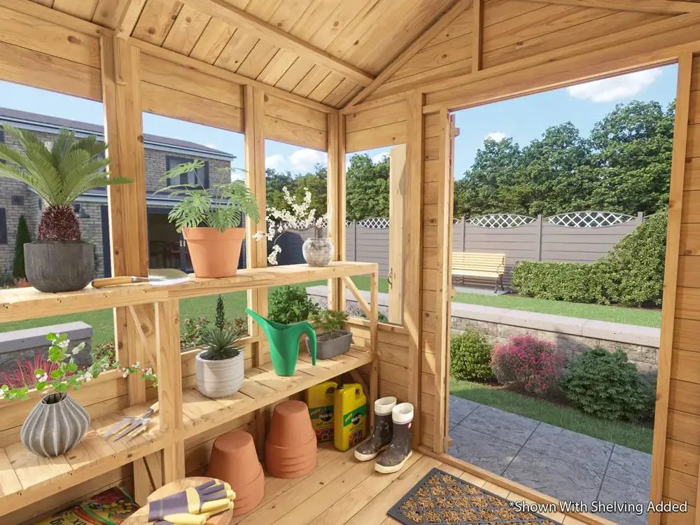 Dunster House Wooden Potting Shed Apex Roof W6' x D6' (W1.8m x D1.8m) Overlord Modular in Brown 5