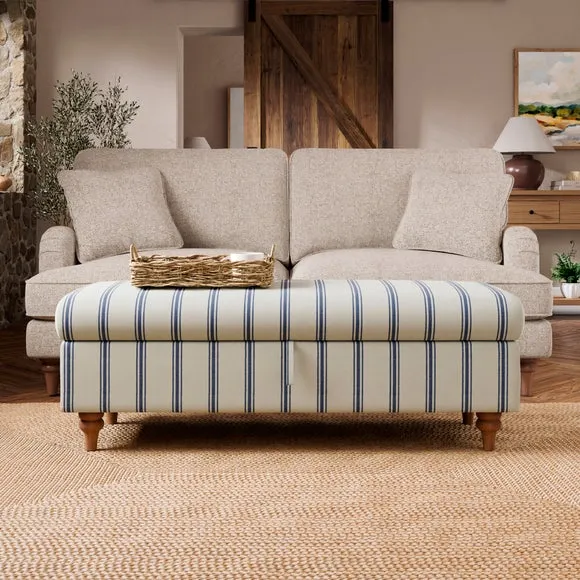 Long Folkstone Stripe Storage Footstool