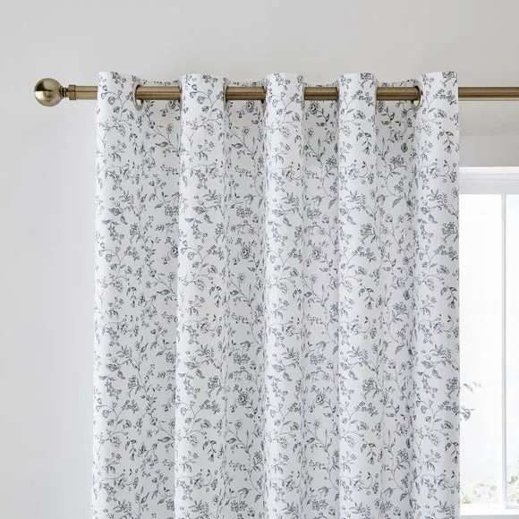 Floral Toile Polycotton Blackout Eyelet Curtains 1