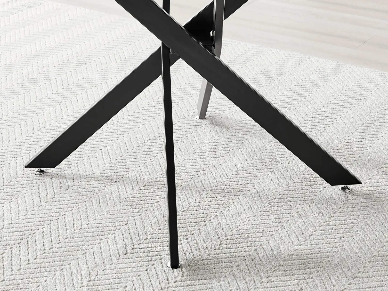 FurnitureboxUK Novara Grey Concrete Effect Black Leg 120cm Round Dining Table & 4 Milan Black Leg Chairs in Beige 6