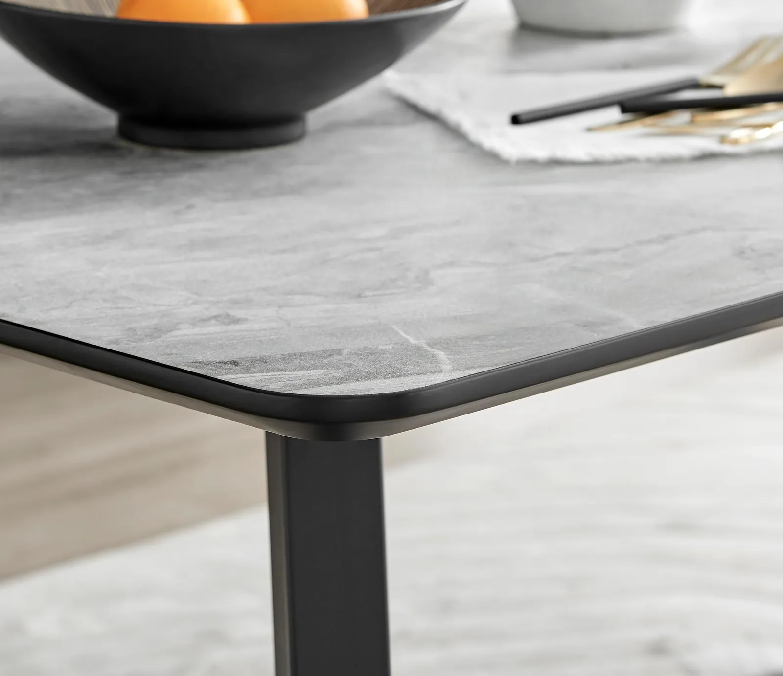FurnitureboxUK Carson White Marble Effect Dining Table & 6 Pesaro Silver Chairs in Navy 5