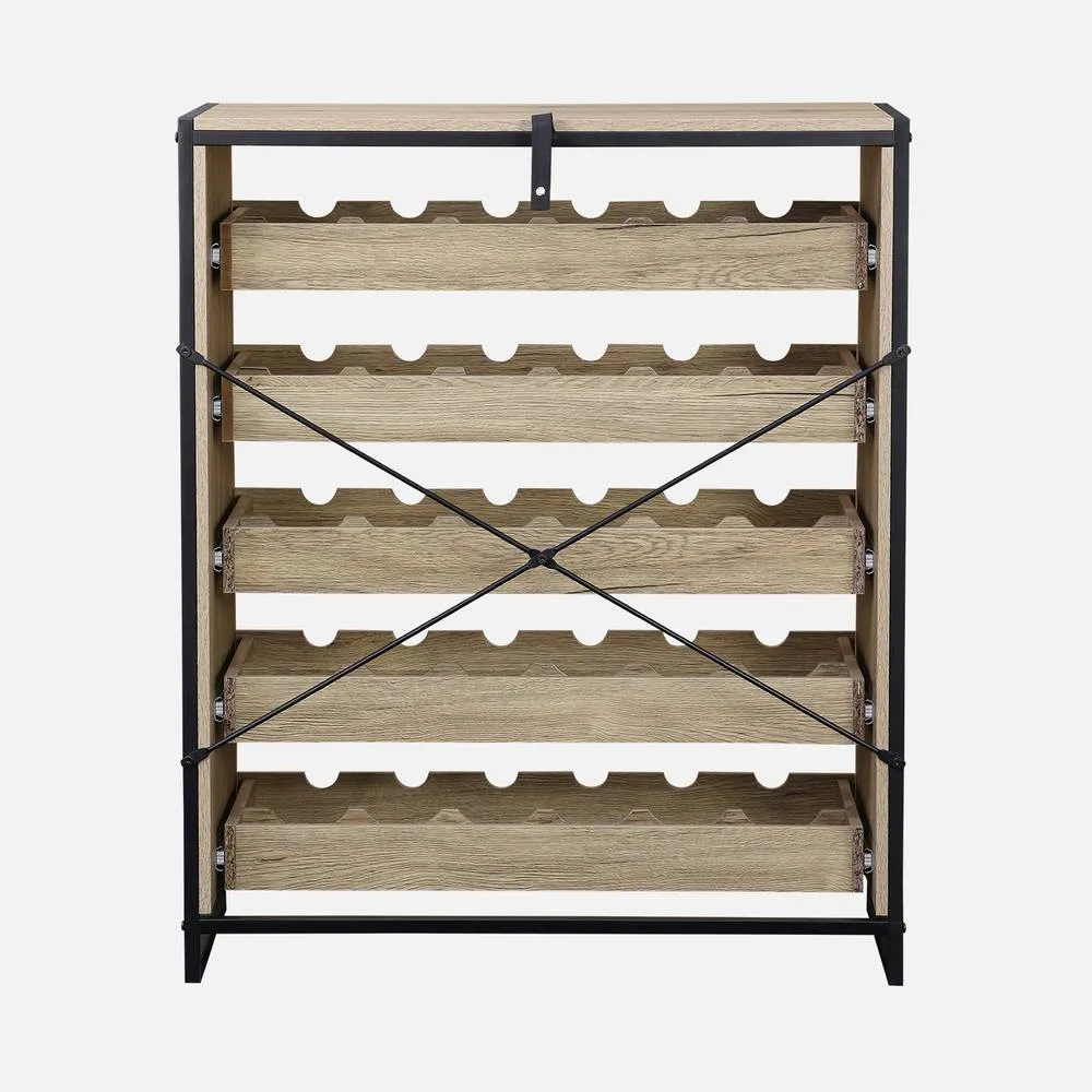 sweeek 5-shelf Wine Rack With Metal & Wood-effect in Light Brown 4