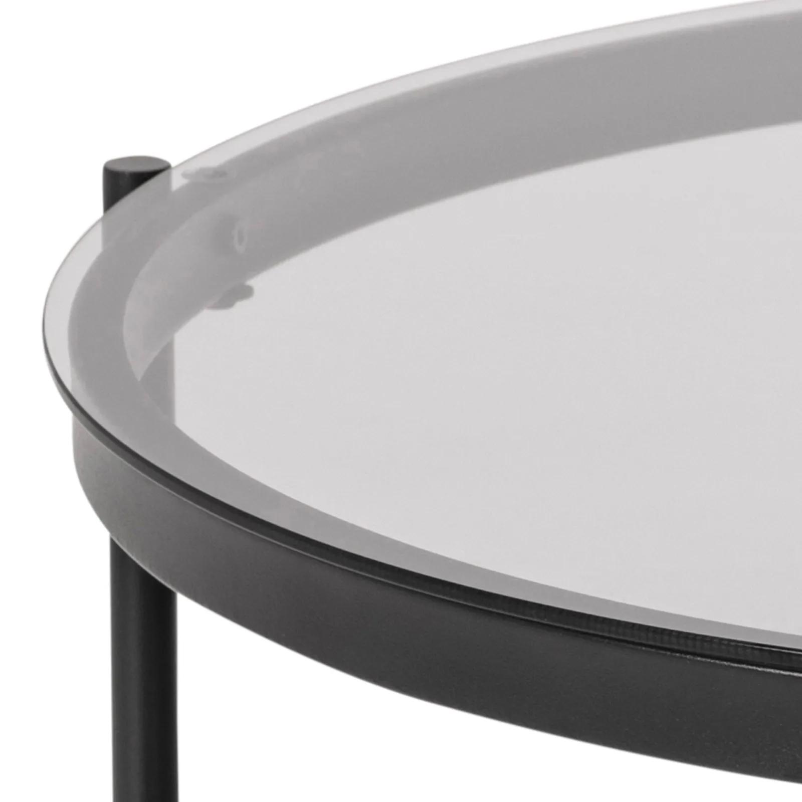 Furniture To Go Bayonne Round Coffee Table in Black with Smoked Glass Top 6