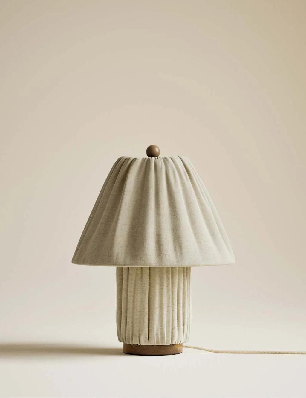 M&S Soft Pleated Fabric Table Lamp Neutral