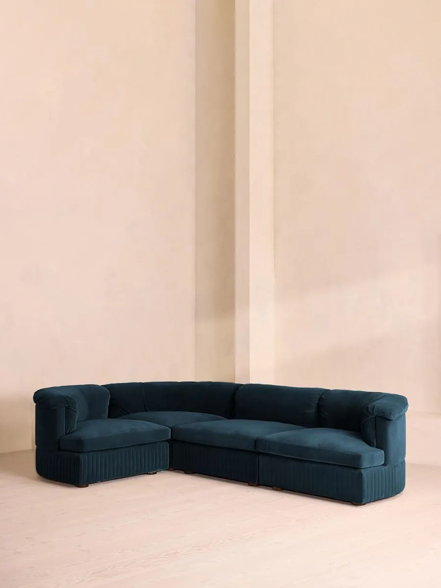 Oona Modular Sofa, L-Shape Sofa, Velvet Royal Blue
