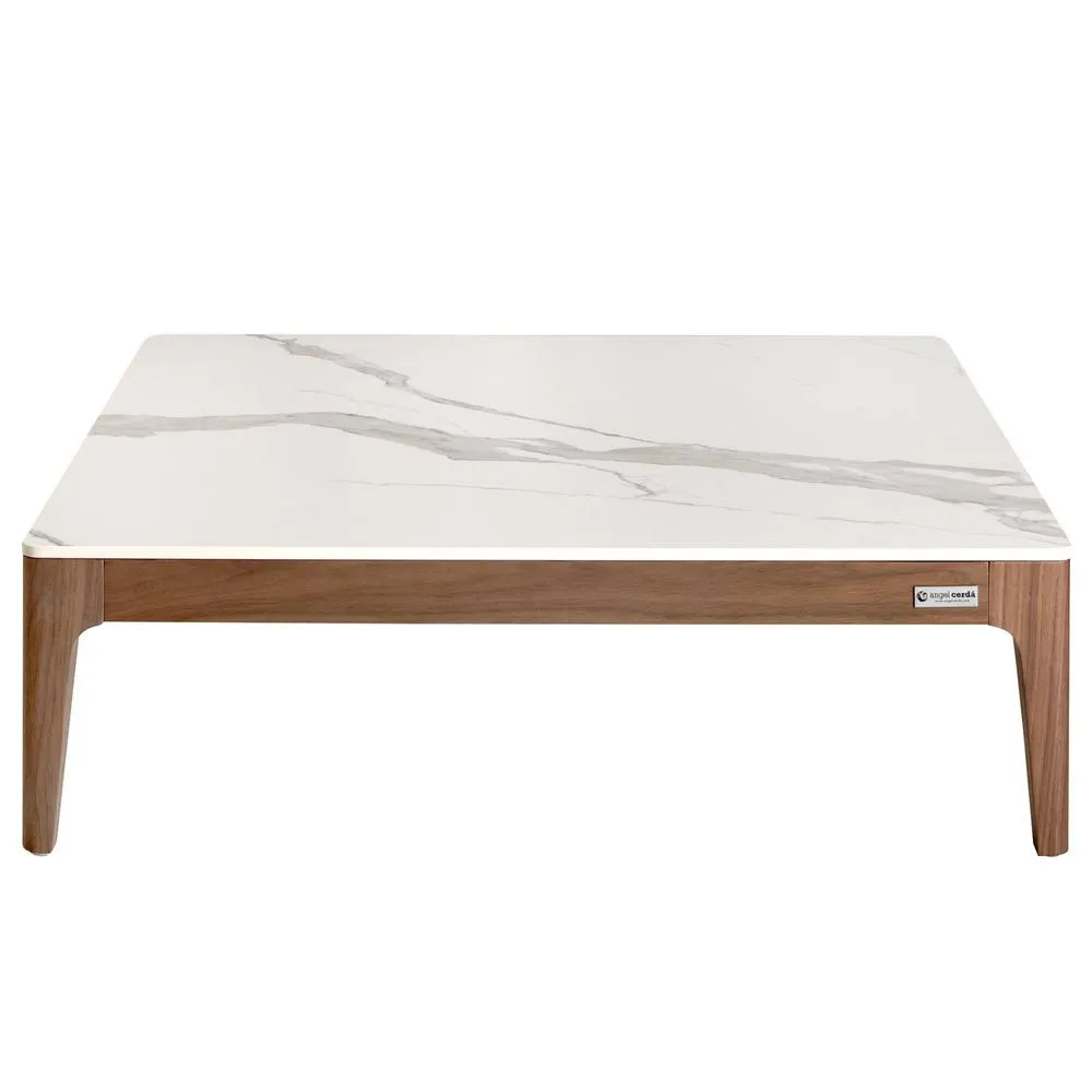 Angel Cerda Square Coffee Table 100x100x30 cm White Porcelain in Brown 2