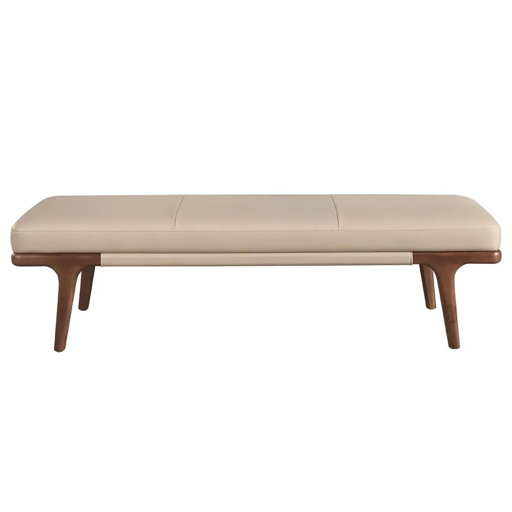 Angel Cerda Mink Leatherette Bench Walnut Legs, 1625043 cm in Beige 2