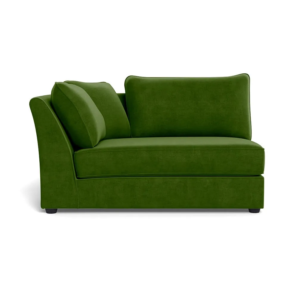 Heal's Tailor Large Curved Left Hand Facing Corner Unit Smart Luxe Velvet Grass Black Feet
