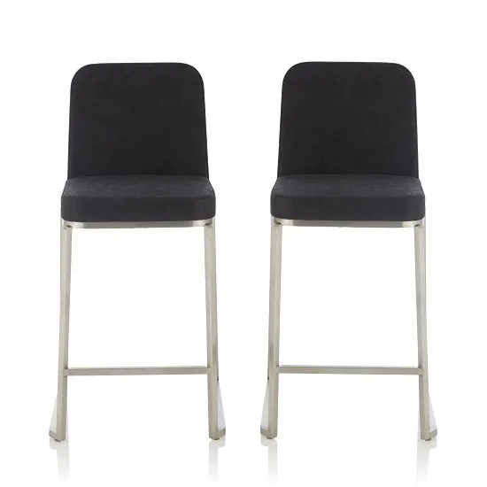 Beckett Retro Bar Stool In Black Faux Leather In A Pair