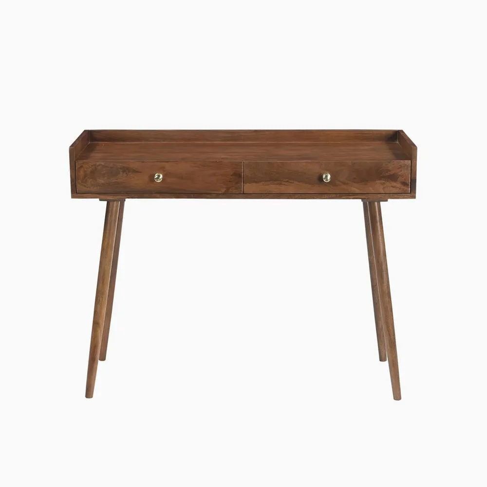 FurnitureboxUK Vinson Rectangle Walnut Wood 2 Drawer Console Table 3