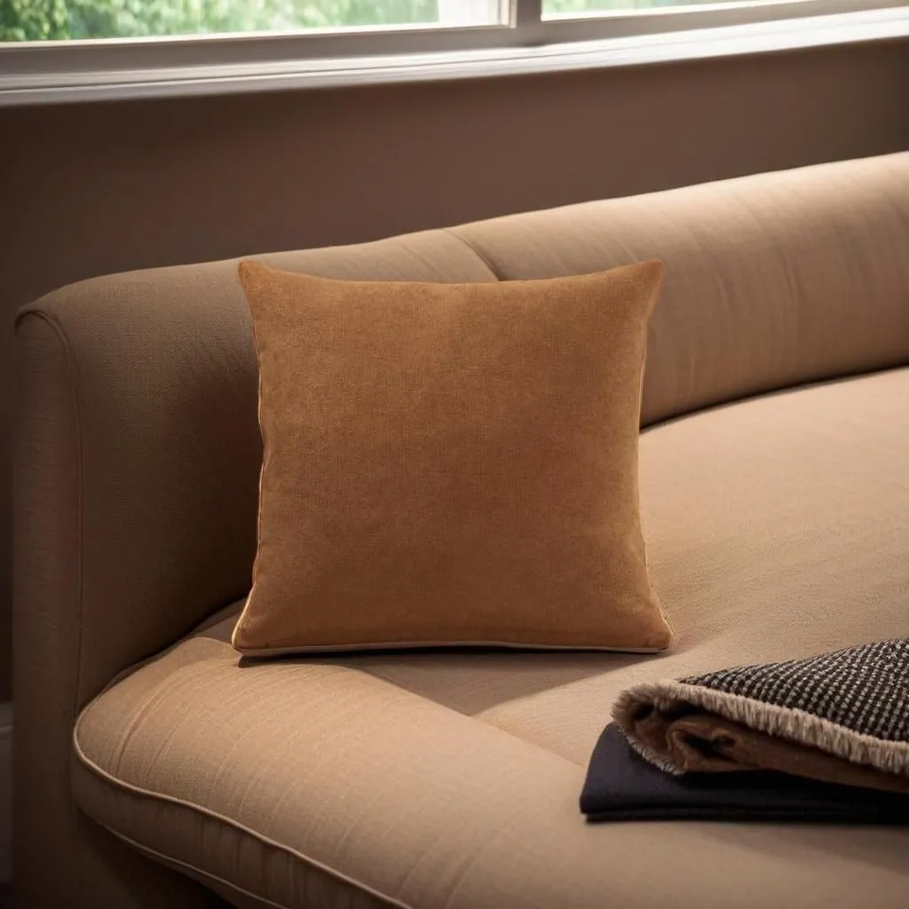 Luxury Living Velvet Chenille Cushion in Tan