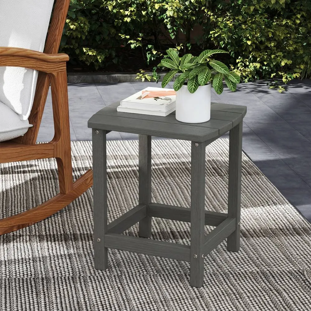 OUTSUNNY Outdoor Side Table, Adirondack Side Table, Indoor Outdoor, Grey