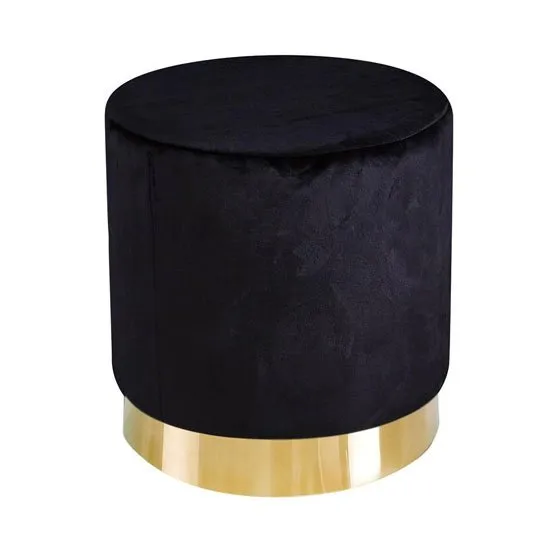 Lara Velvet Pouffe In Black