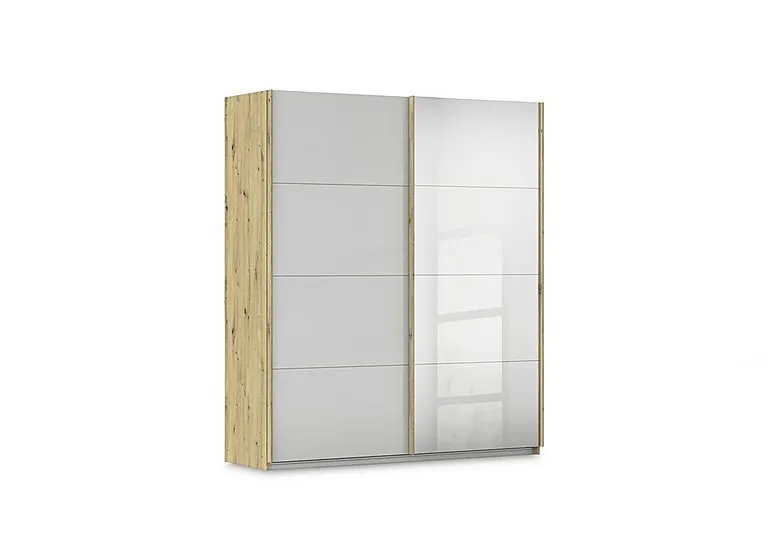 Freja 181cm 2 Door Sliding Glass Wardrobe With Mirror Door
