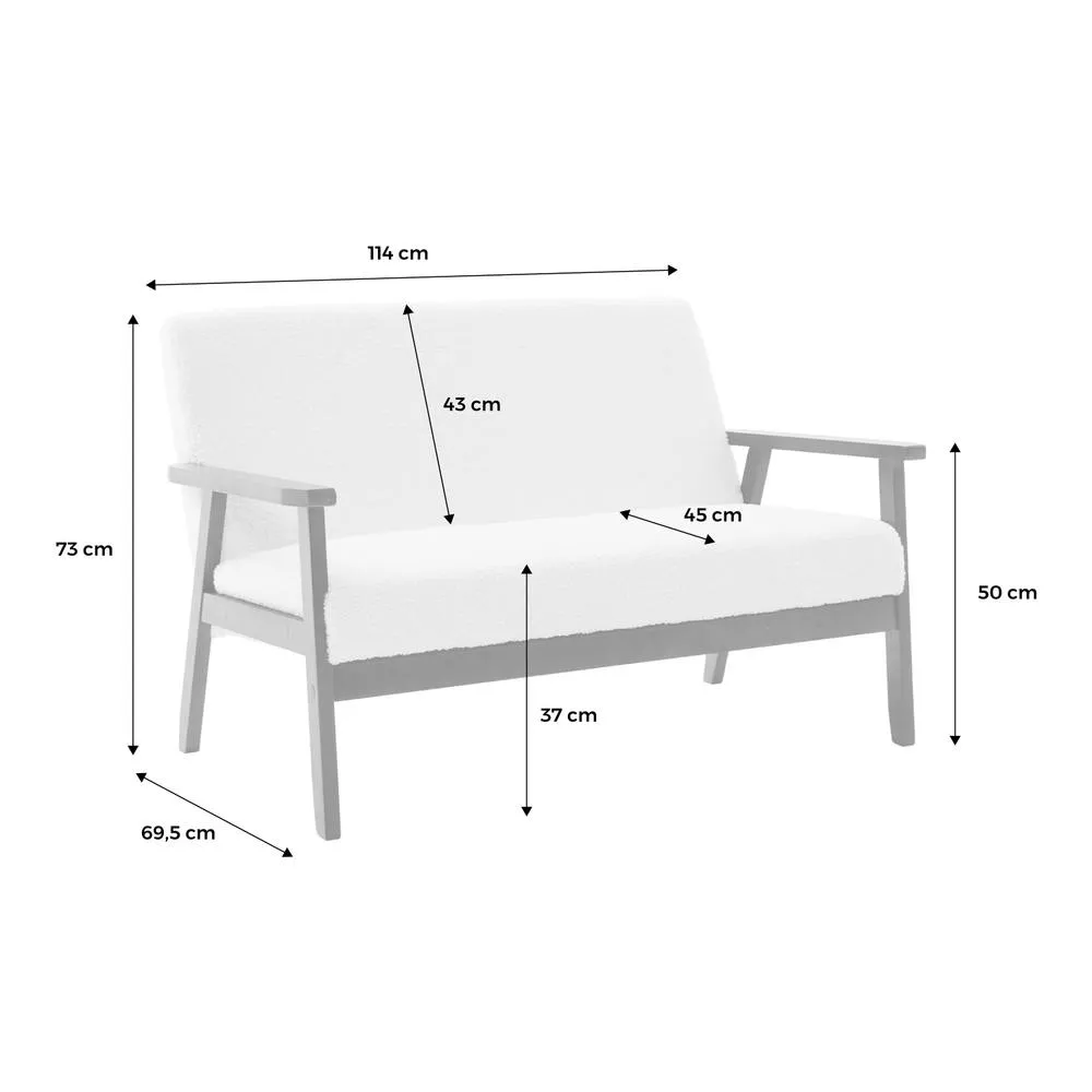 sweeek 2-seater Scandi-style Sofa In Boucle Light Walnut Stained Legs in Cream 5