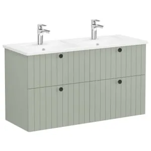 VitrA Avery Retro Green Wall Hung Vanity Unit & Double Basin - 1200 x 670mm