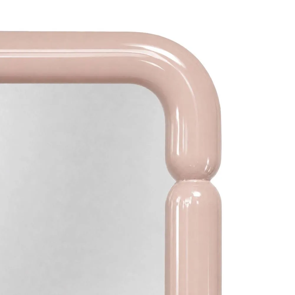 sweeek Rectangular mirror with wood decor 106cm in Nude 2