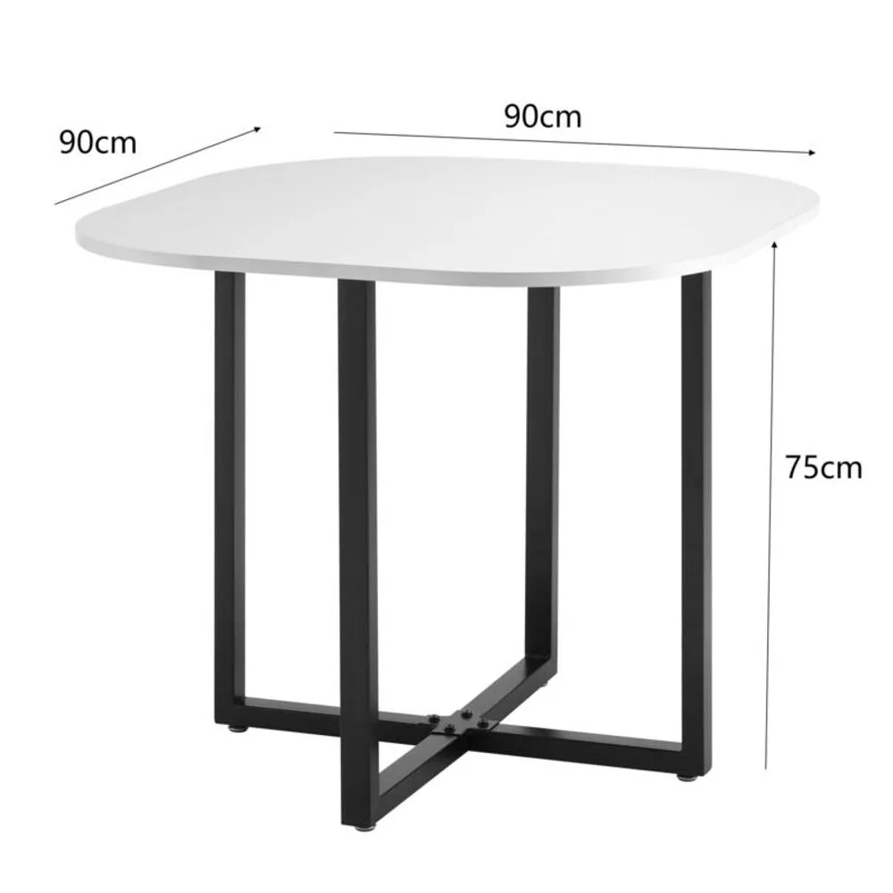Comfy Living Ltd White 90cm Square Dining Table Set with 4 Grey Chairs 2
