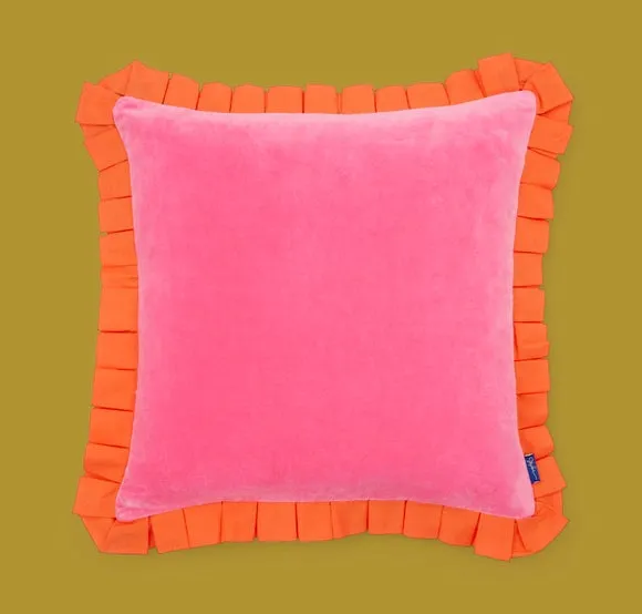 Sophie Robinson Box Pleat Velvet Square Cushion 3