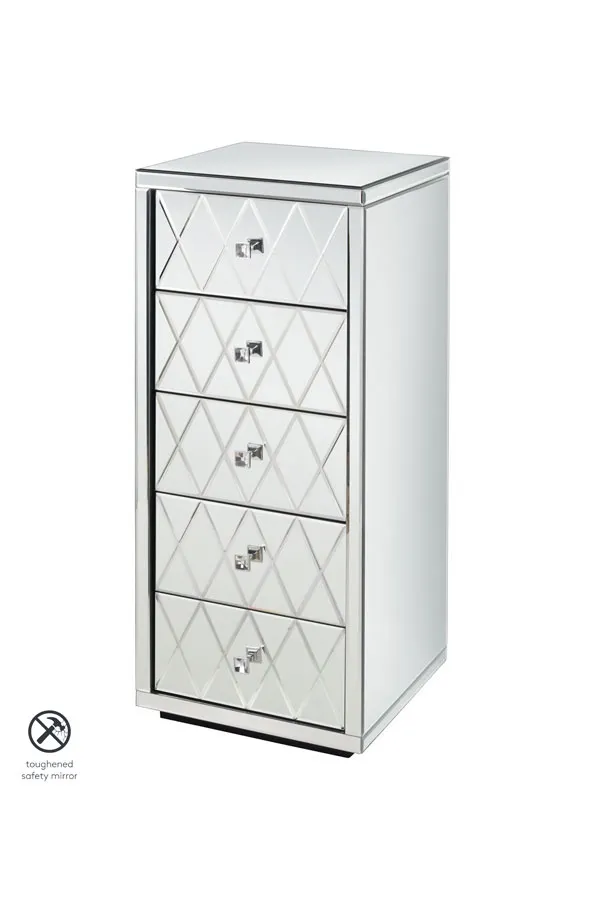 KNIGHTSBRIDGE  Mirrored Tallboy Chest with 5 Drawers and Plinth