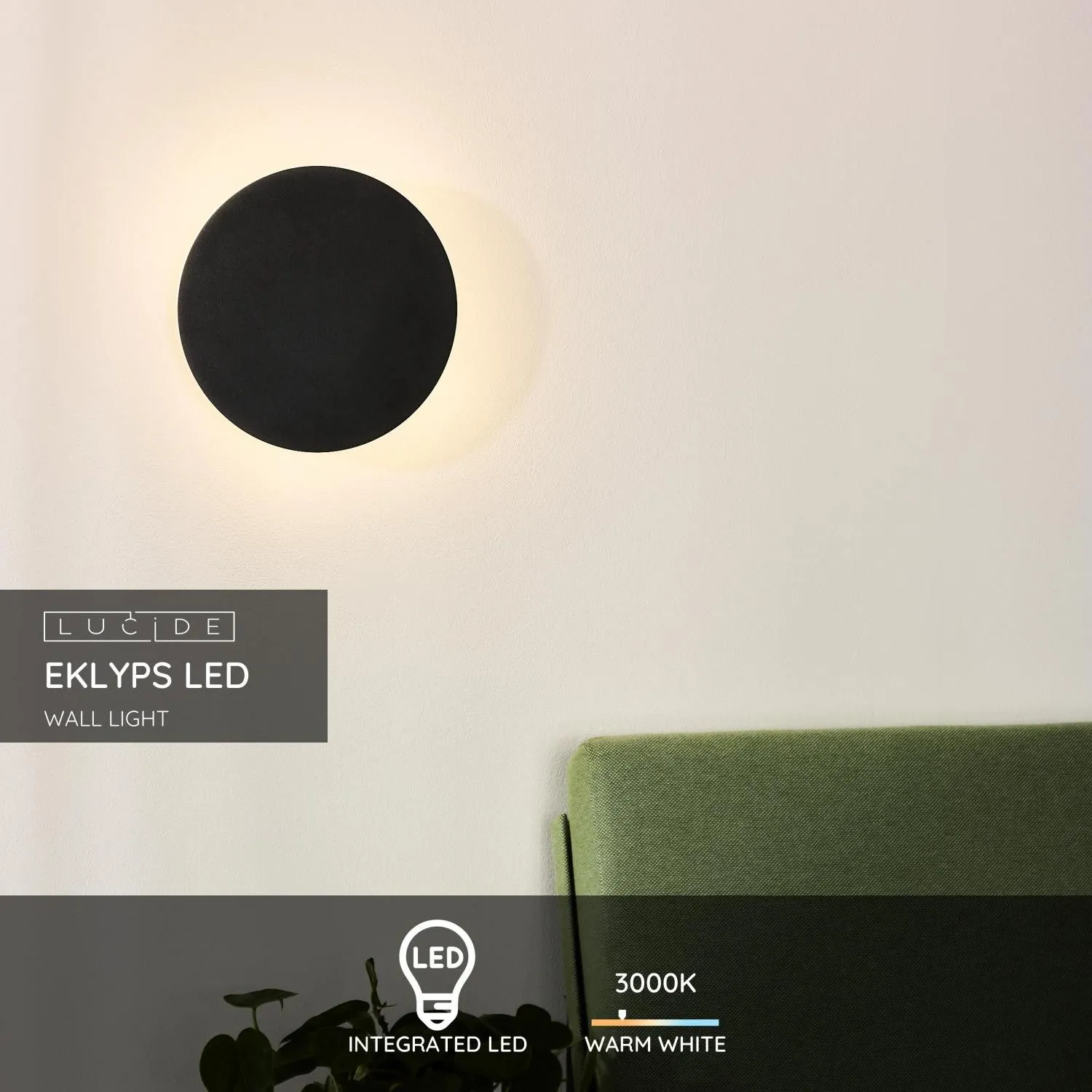 Netlighting Eklyps Led Modern Wall Light Ø 25cm LED 1x8W 3000K Black 2