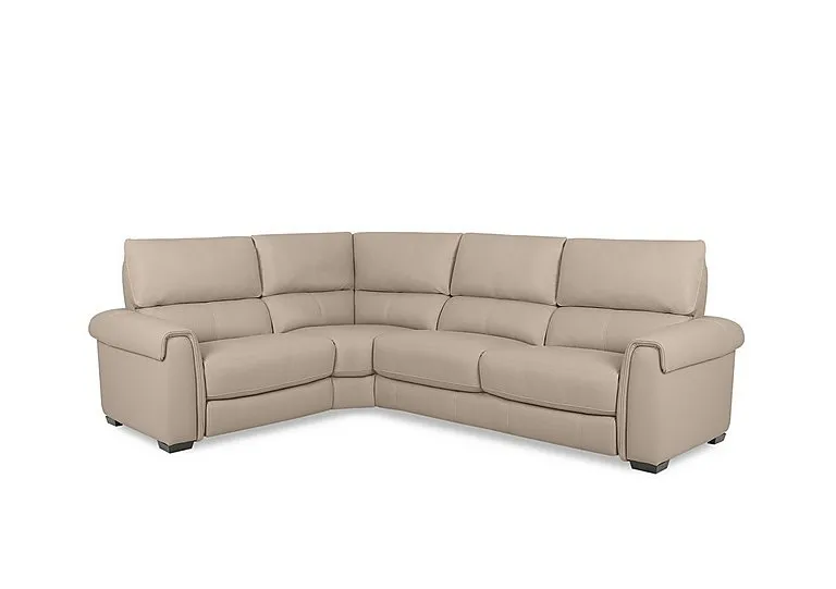 Nixon Leather Left Hand Facing Corner Sofa - BV Pebble