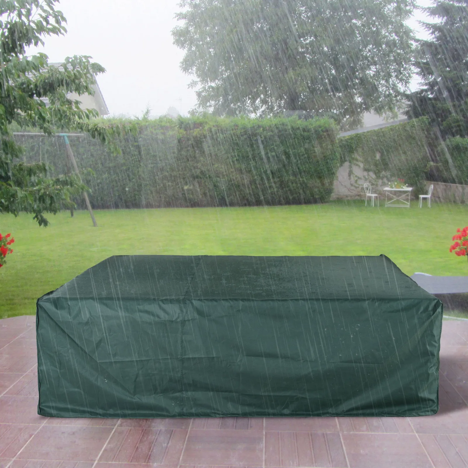 OUTSUNNY Large Garden Set Square Cover Outdoor Furniture Waterproof Resist Fade in Green