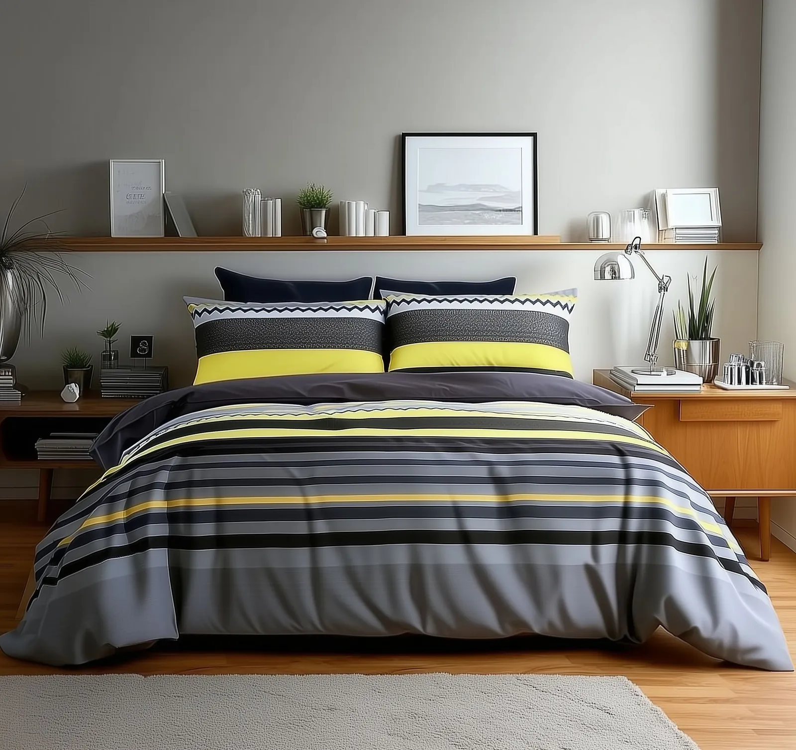 Snug City Duvet Cover & Pillowcase Set Red Black Stripe Design Polycotton Bed Linen