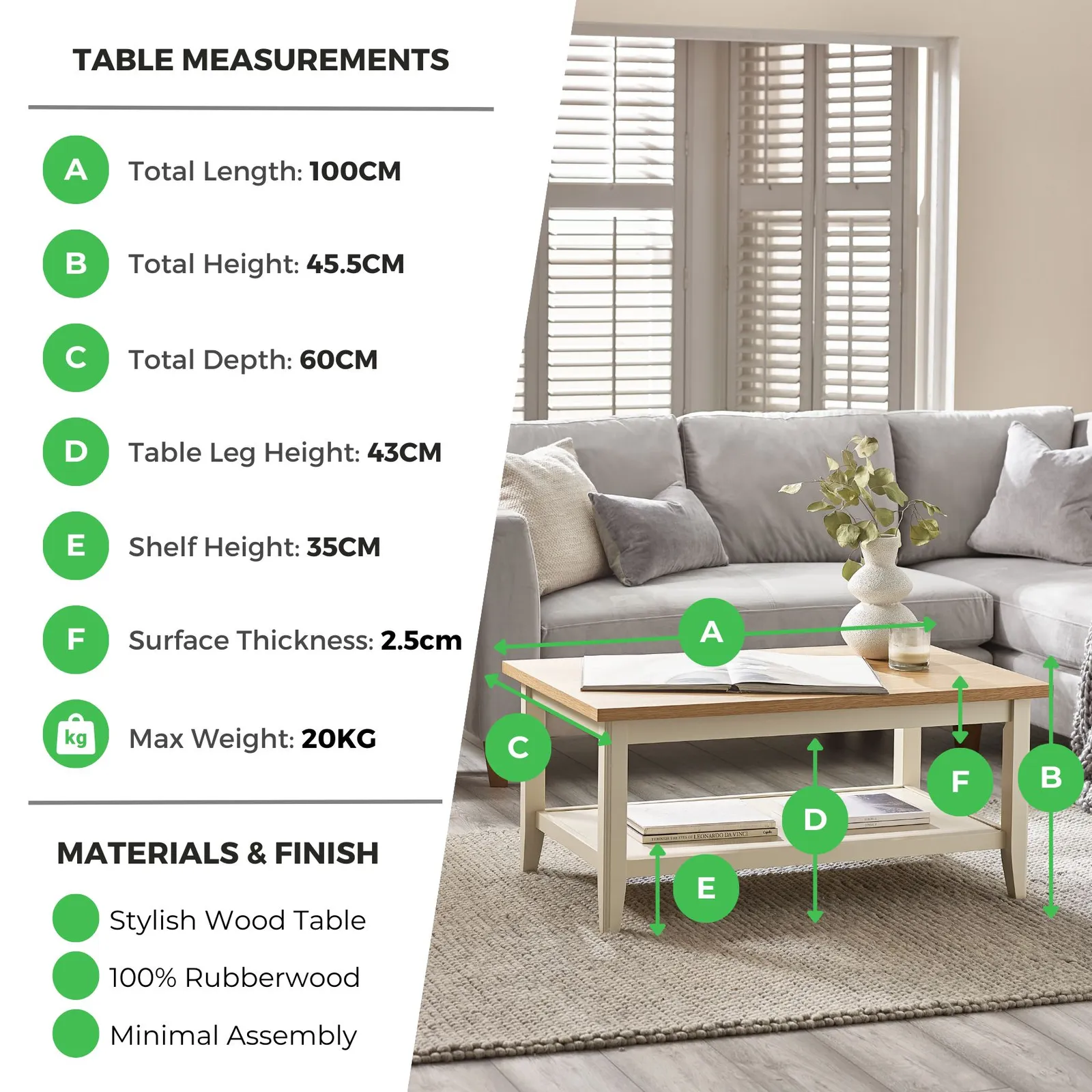 FurnitureboxUK Eden Rectangular Solid Wood Coffee Table in Light Oak 6
