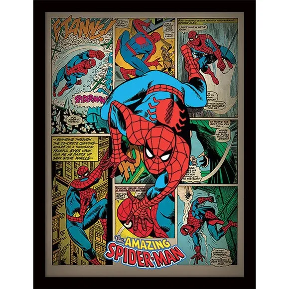 Spiderman Retro Framed Print