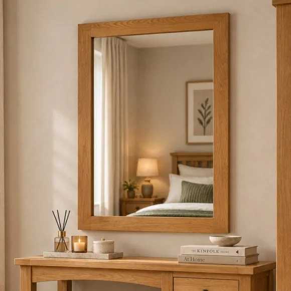 Marlborough Oak Framed Rectangle Wall Mirror 2