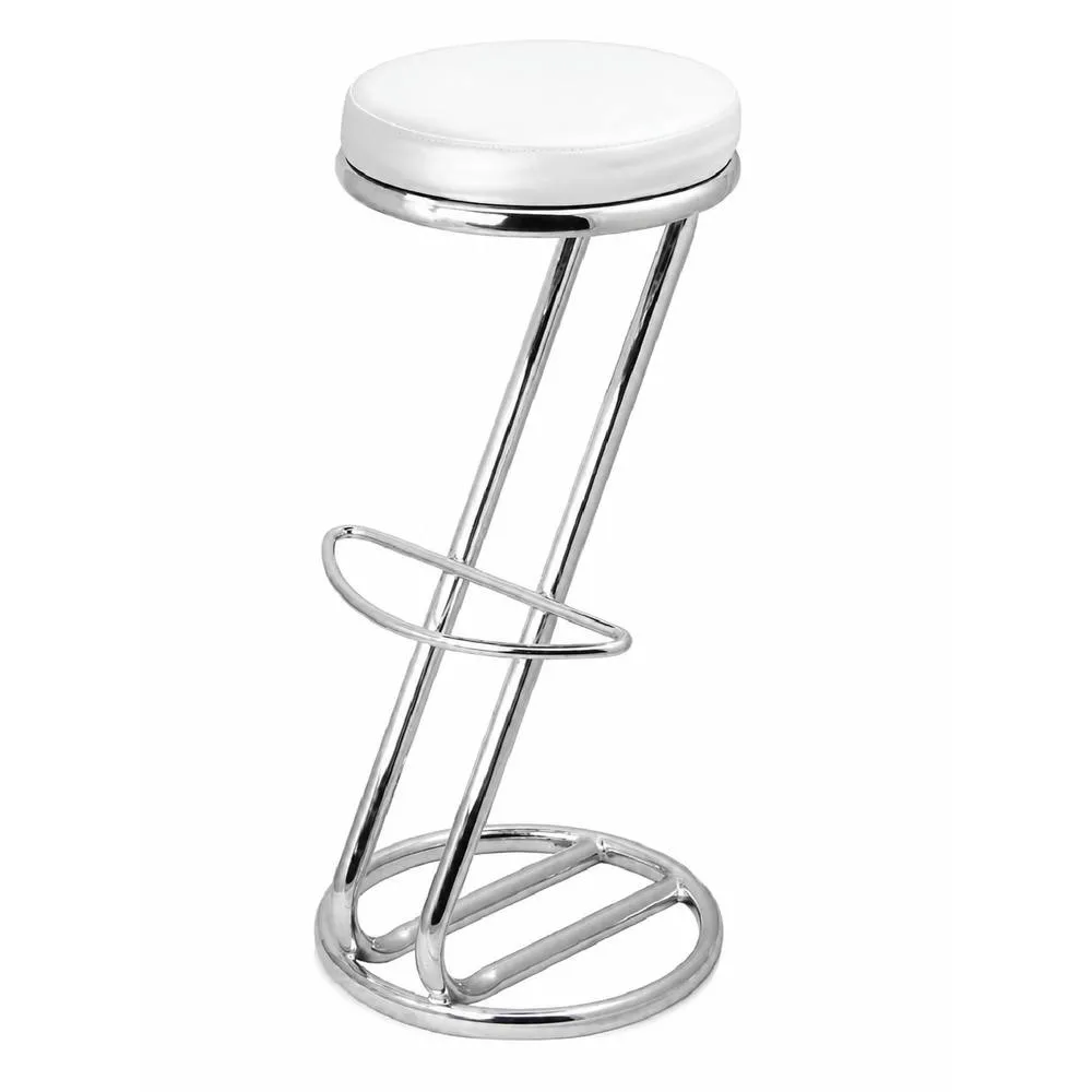 netfurniture Zee Z Shaped Kitchen Breakfast Bar Stool Padded Seat Chrome Frame in White
