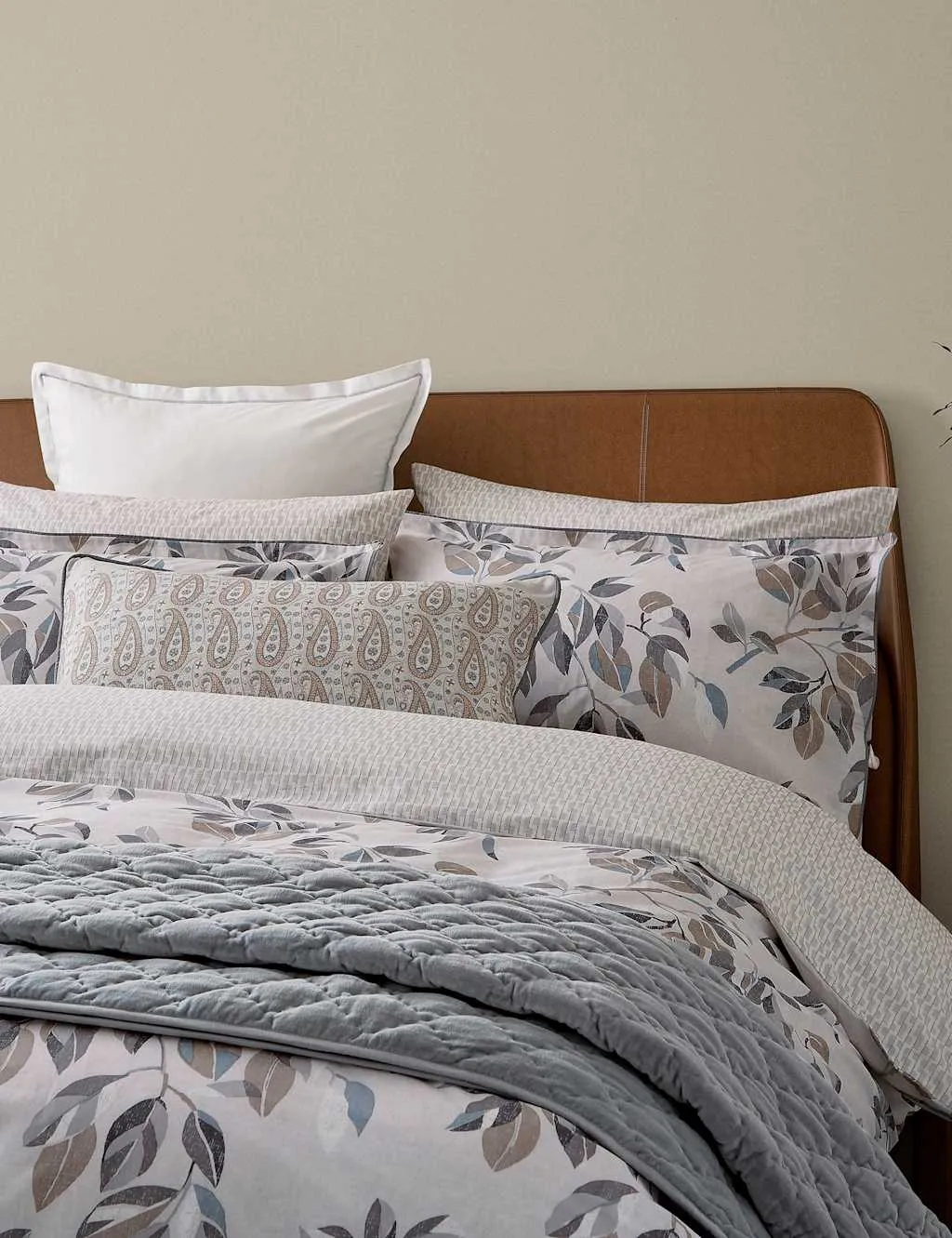Bedeck of Belfast Pure Cotton Paisley Rectangular Cushion Grey Mix