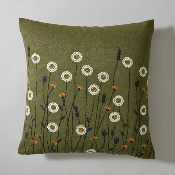 Scandi Floral Olive Cushion 3