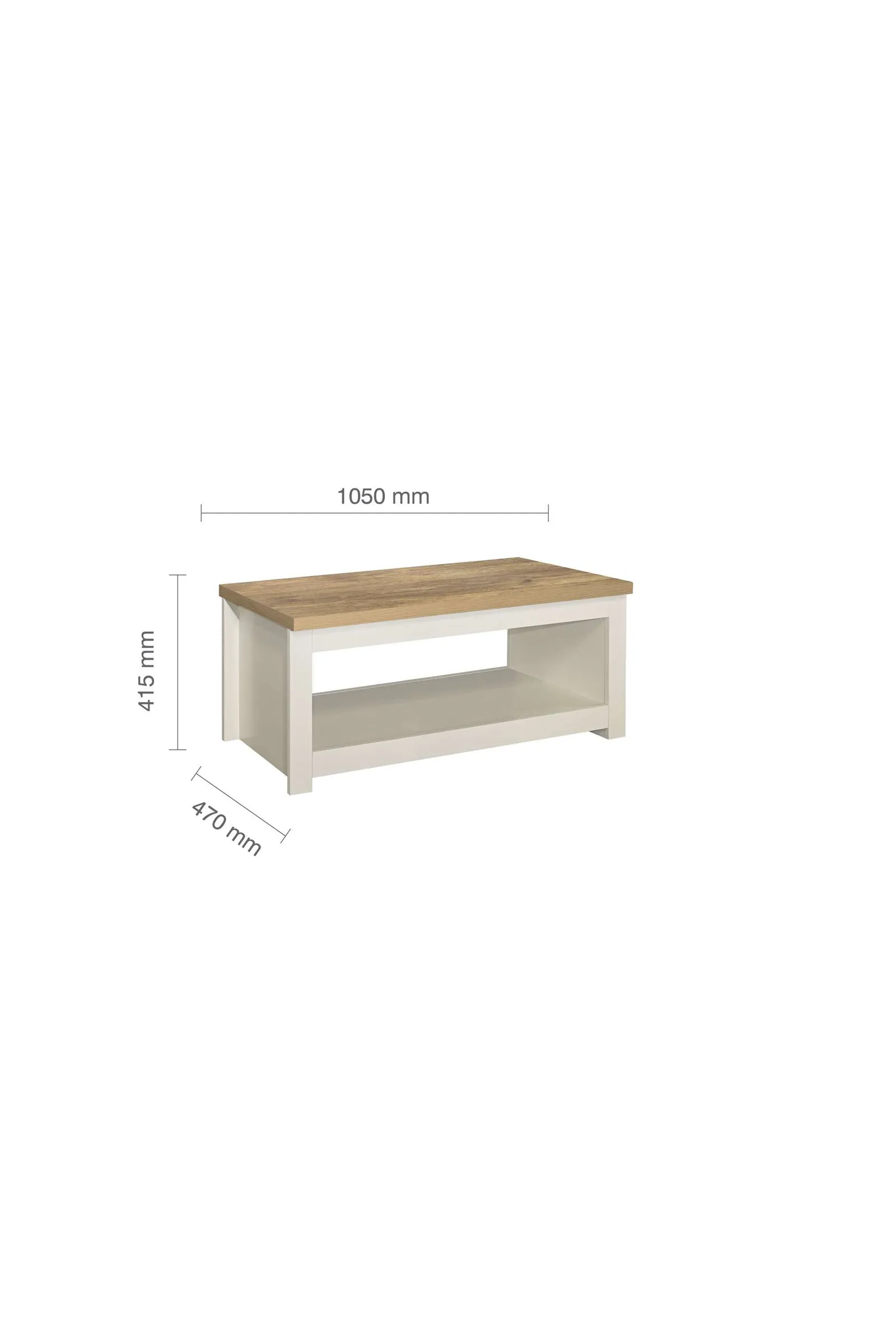 Birlea Coffee Table Highgate Rectangular Farmhouse Shabby Chic in Cream 6