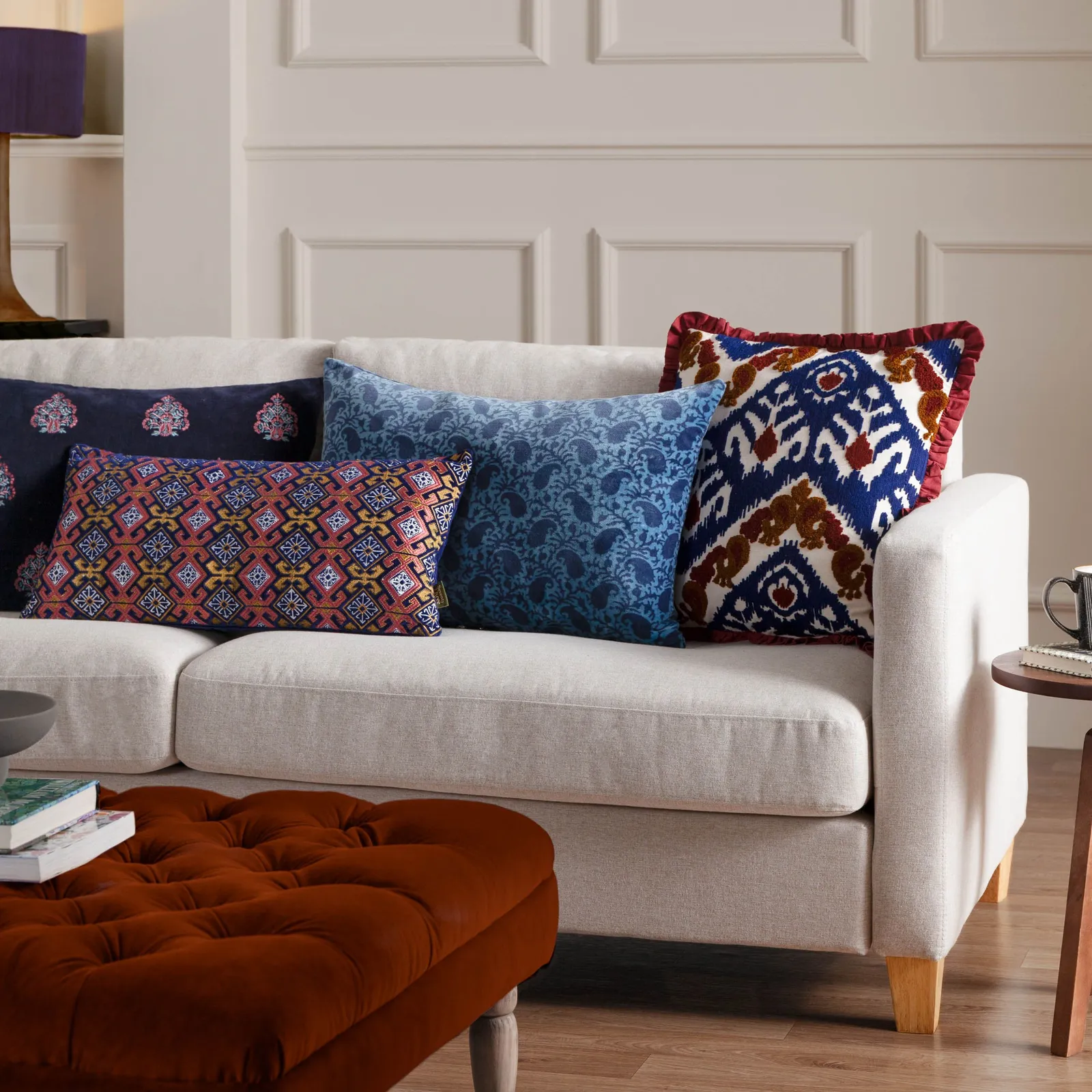 Paoletti Boteh Paisley 100% Cotton Cushion in Navy 5