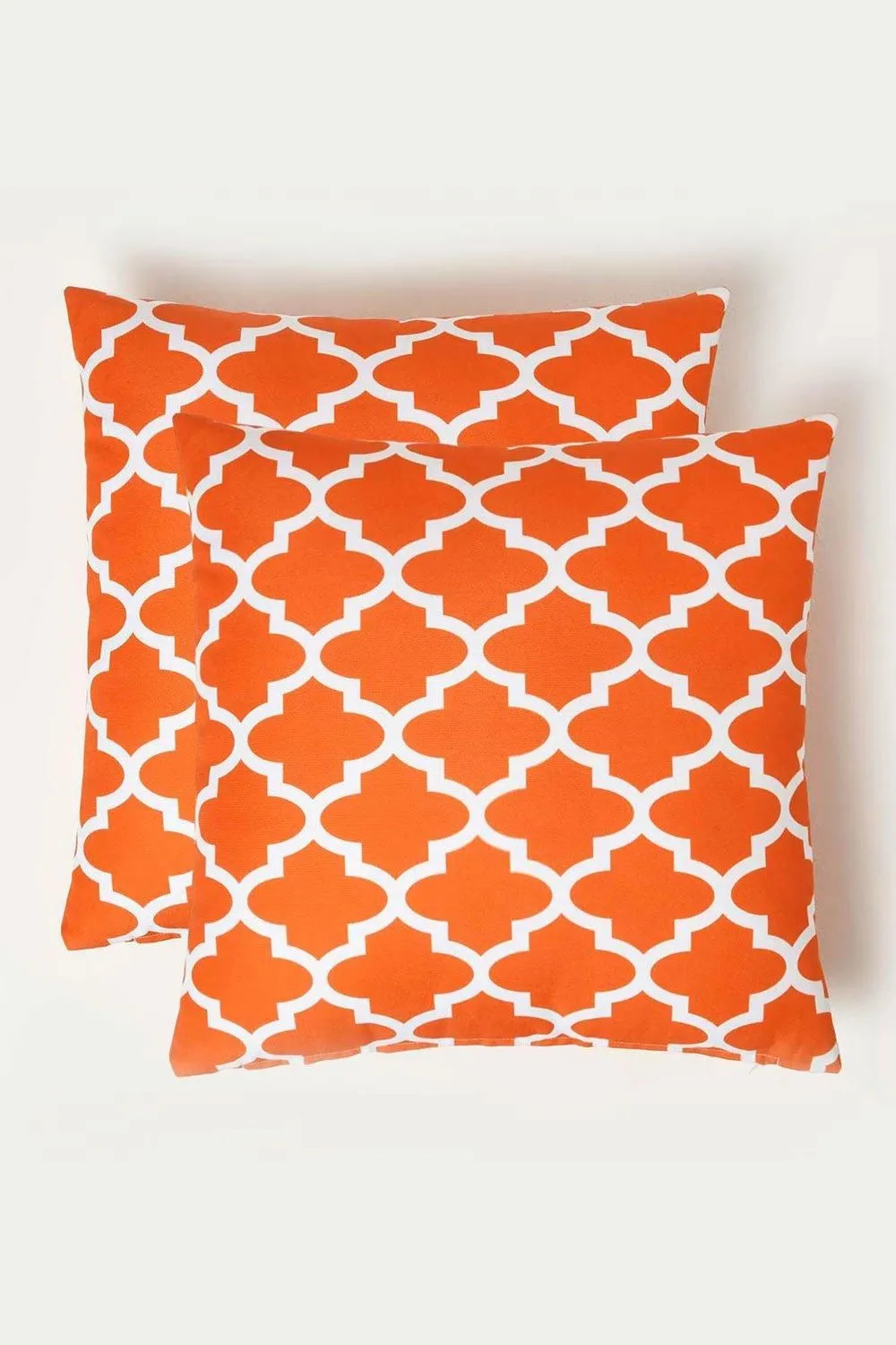 Homescapes Luxury Waterproof Orange Geometric Outdoor Cushion 45 x 45 cm, Set of 2