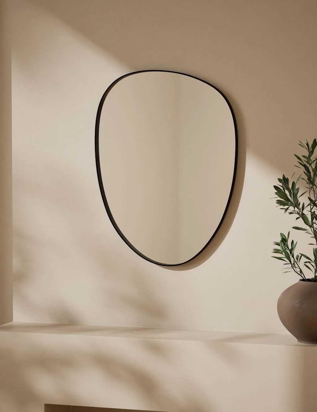 M&S Pebble Metal Curved Wall Mirror Black