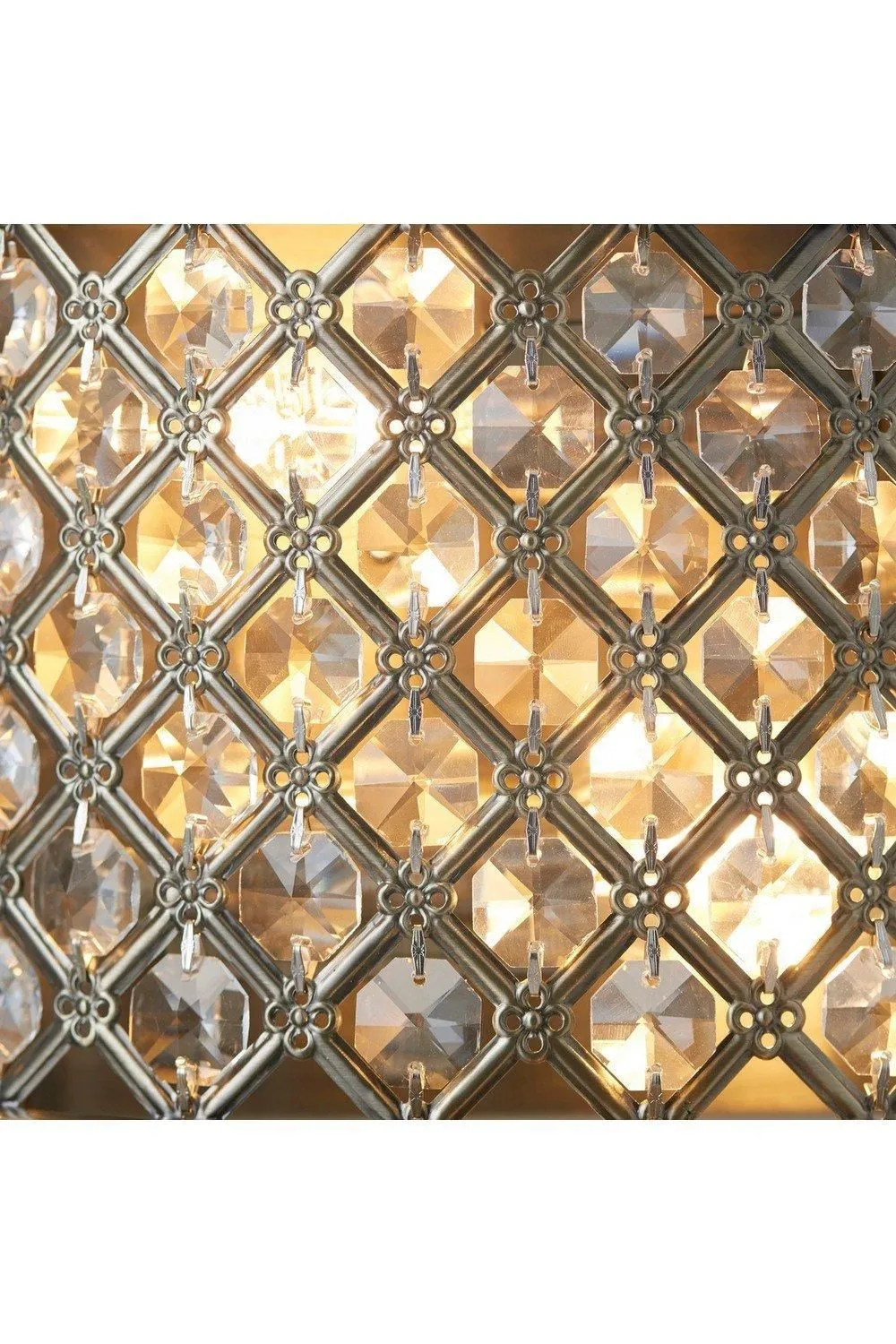 Netlighting Hudson 2 Light Indoor Wall Light Antique Brass with Crystal E14 in Gold 6