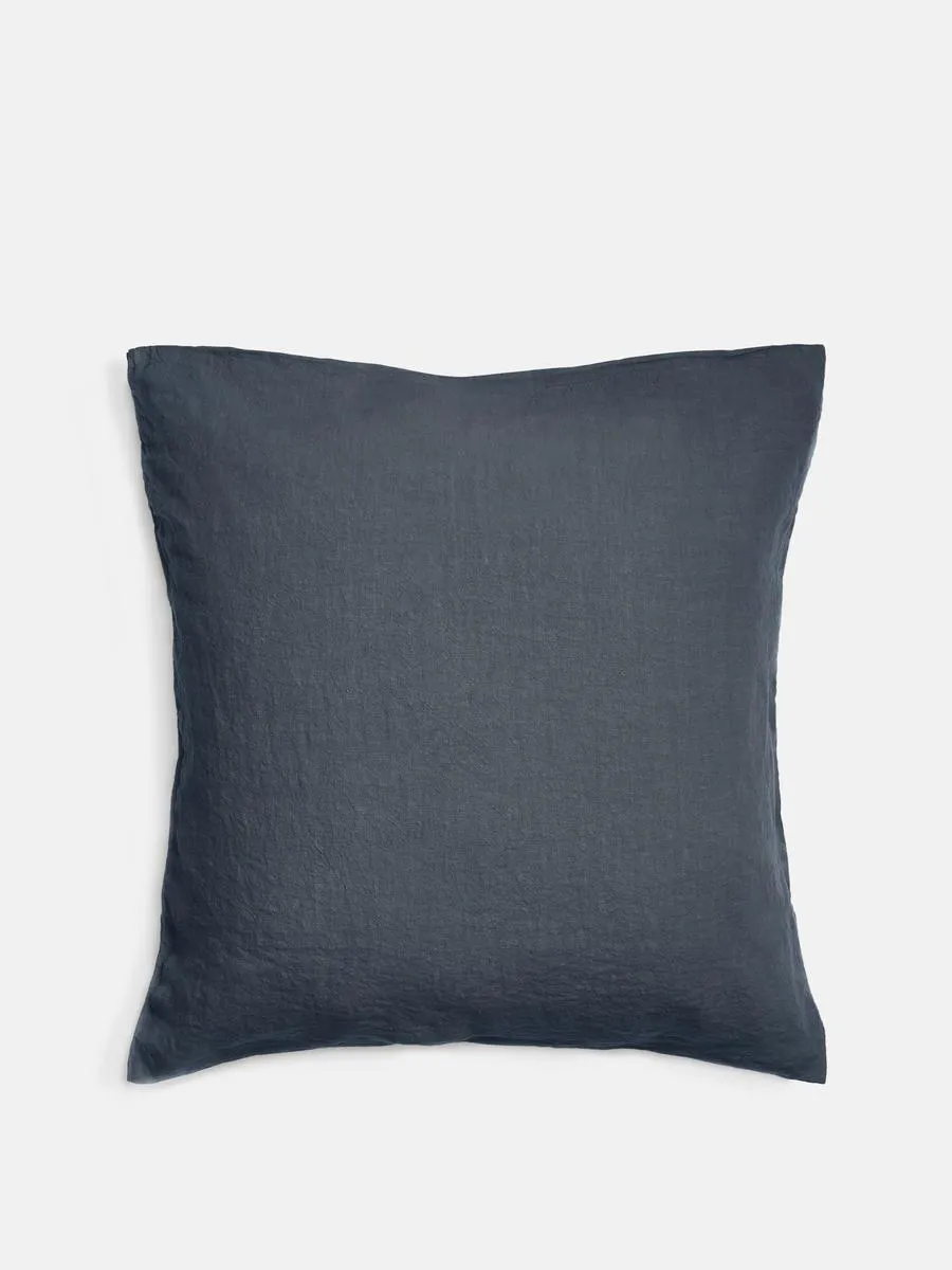 Luna Linen Pillowcase, Navy, Square