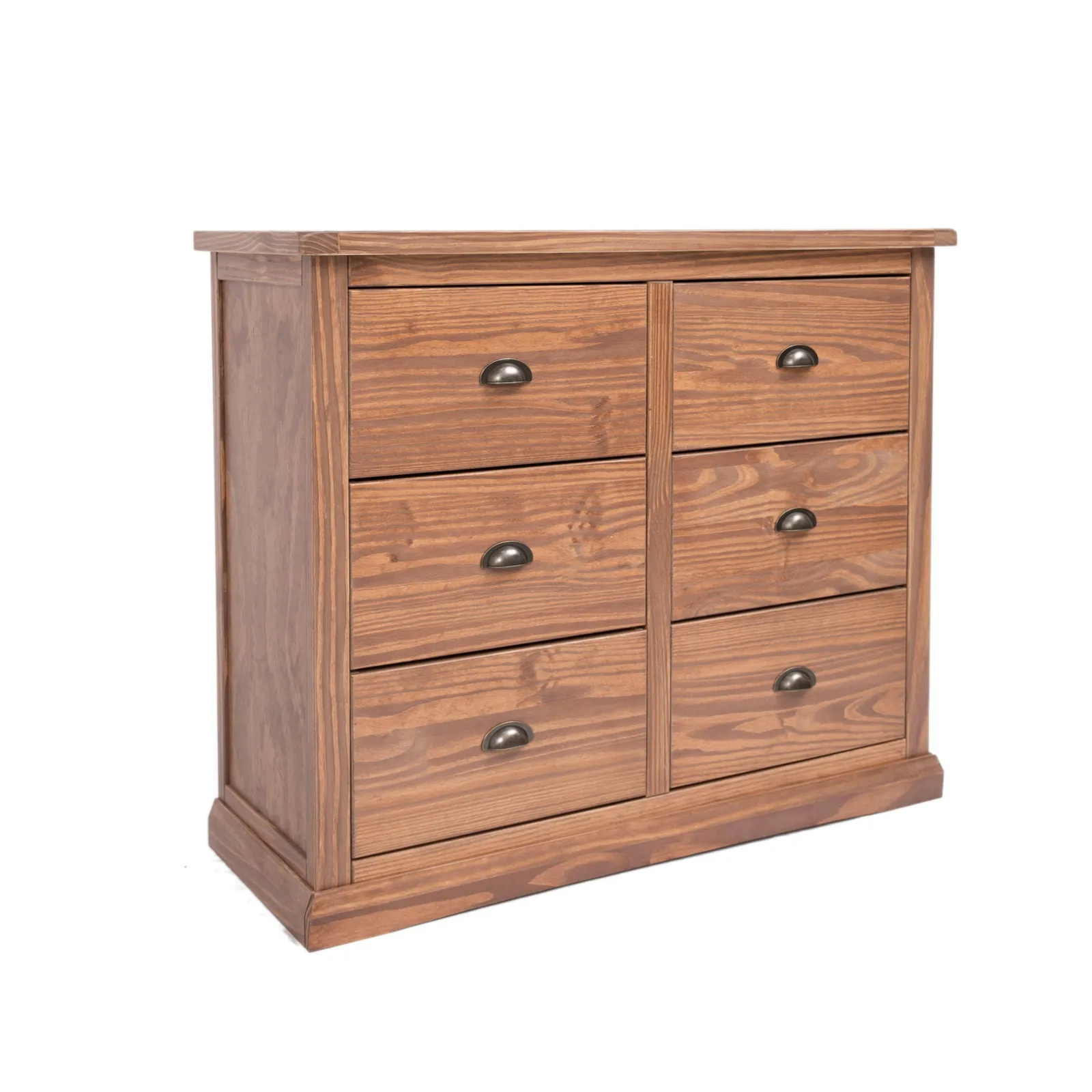 Cabinet Bits Tirolo 6 Drawer Chest of Drawers Brass Cup Handle in Brown