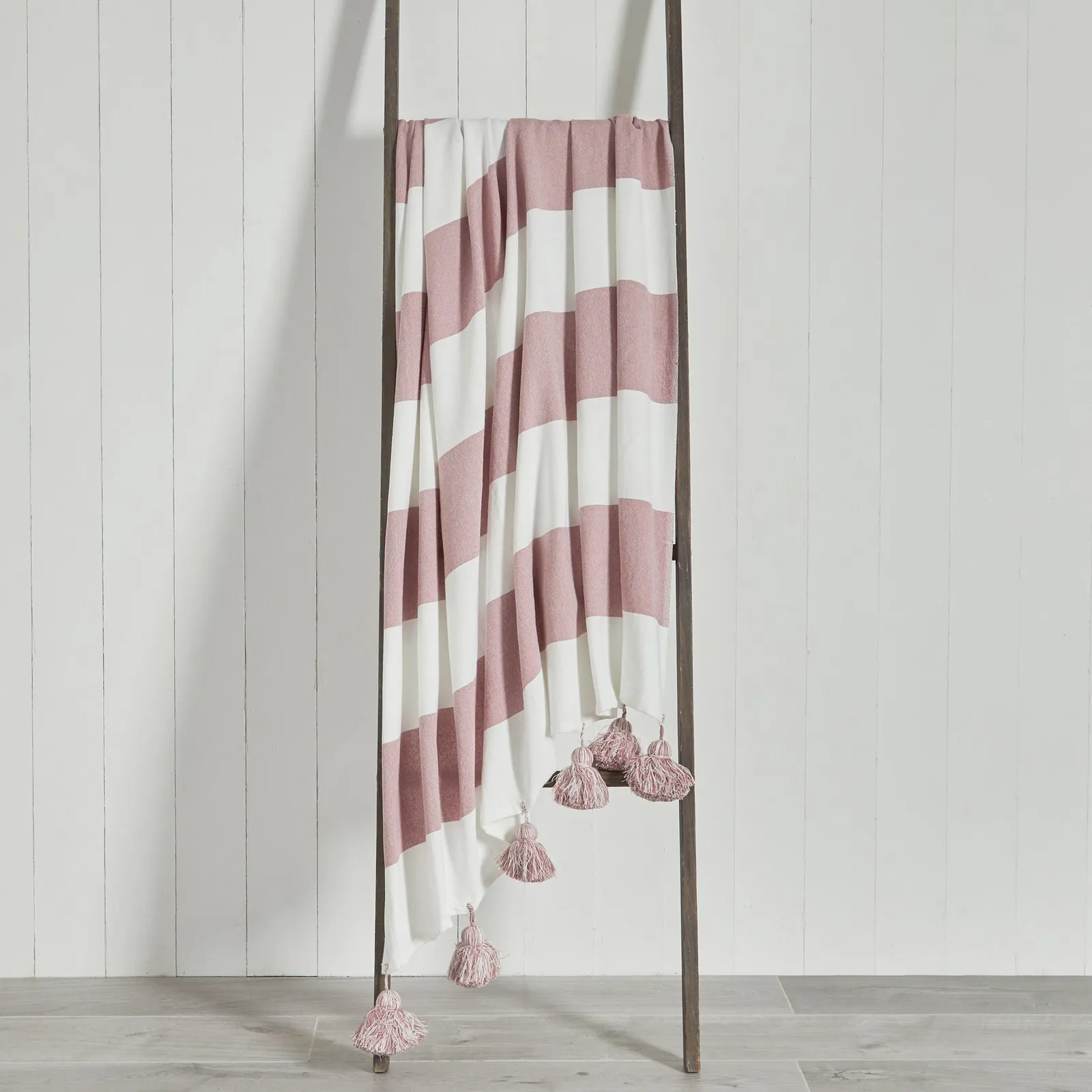 Lucas Stripe 150cm x 200cm Throw Pink and White