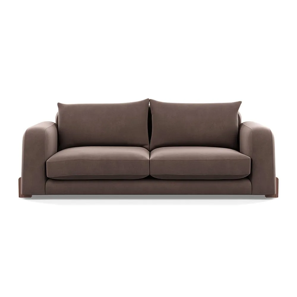 Heal's Nuvola 4 Seater Sofa Smart Velvet Mouse Walnut Stained Feet