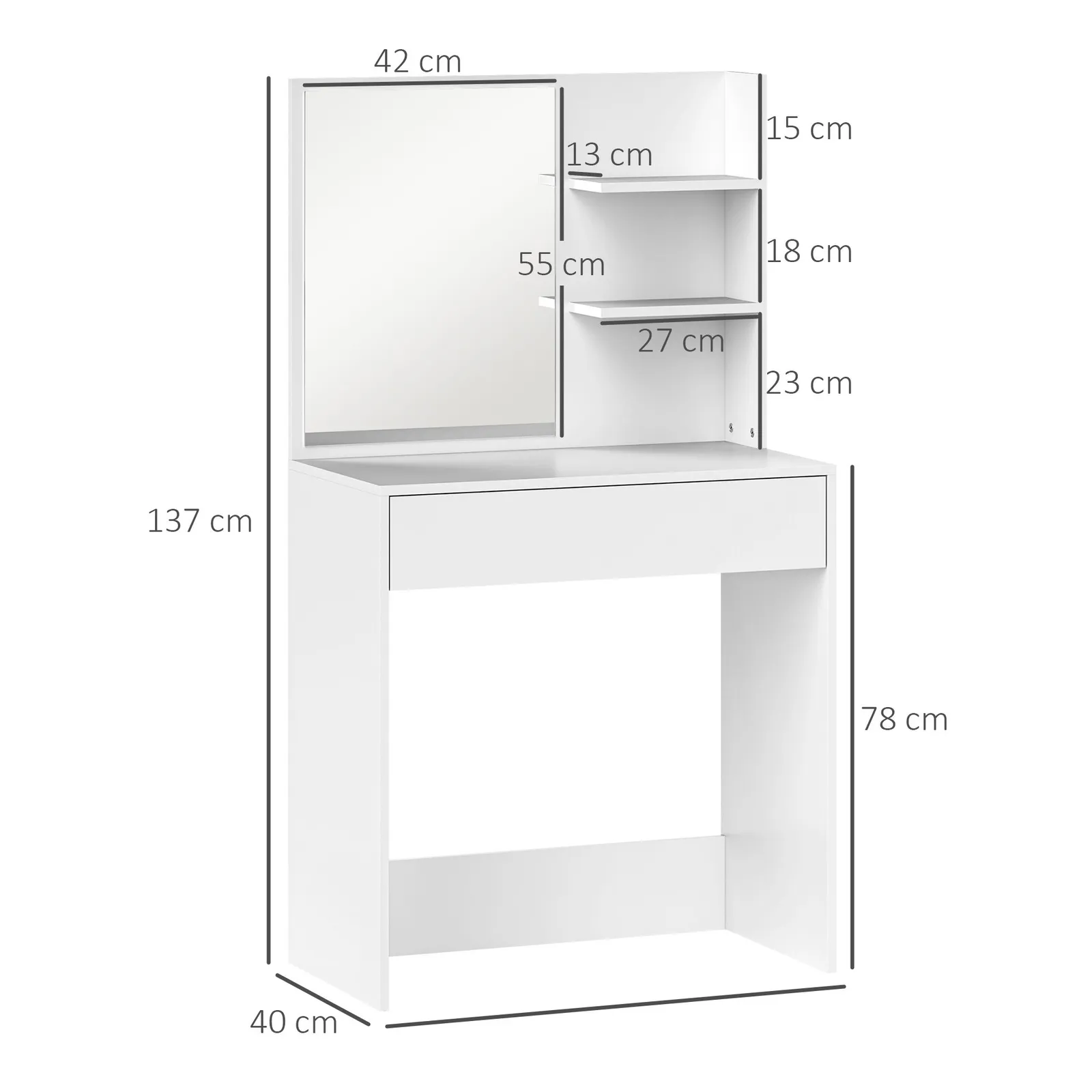 HOMCOM Dressing Table with Mirror & Storage, Modern Vanity Desk, White 3