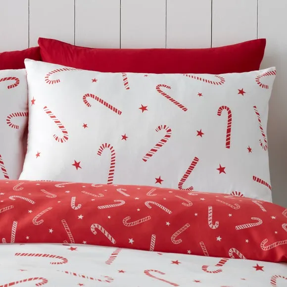 Catherine Lansfield Candy Cane Reversible Duvet Cover and Pillowcase Set 2