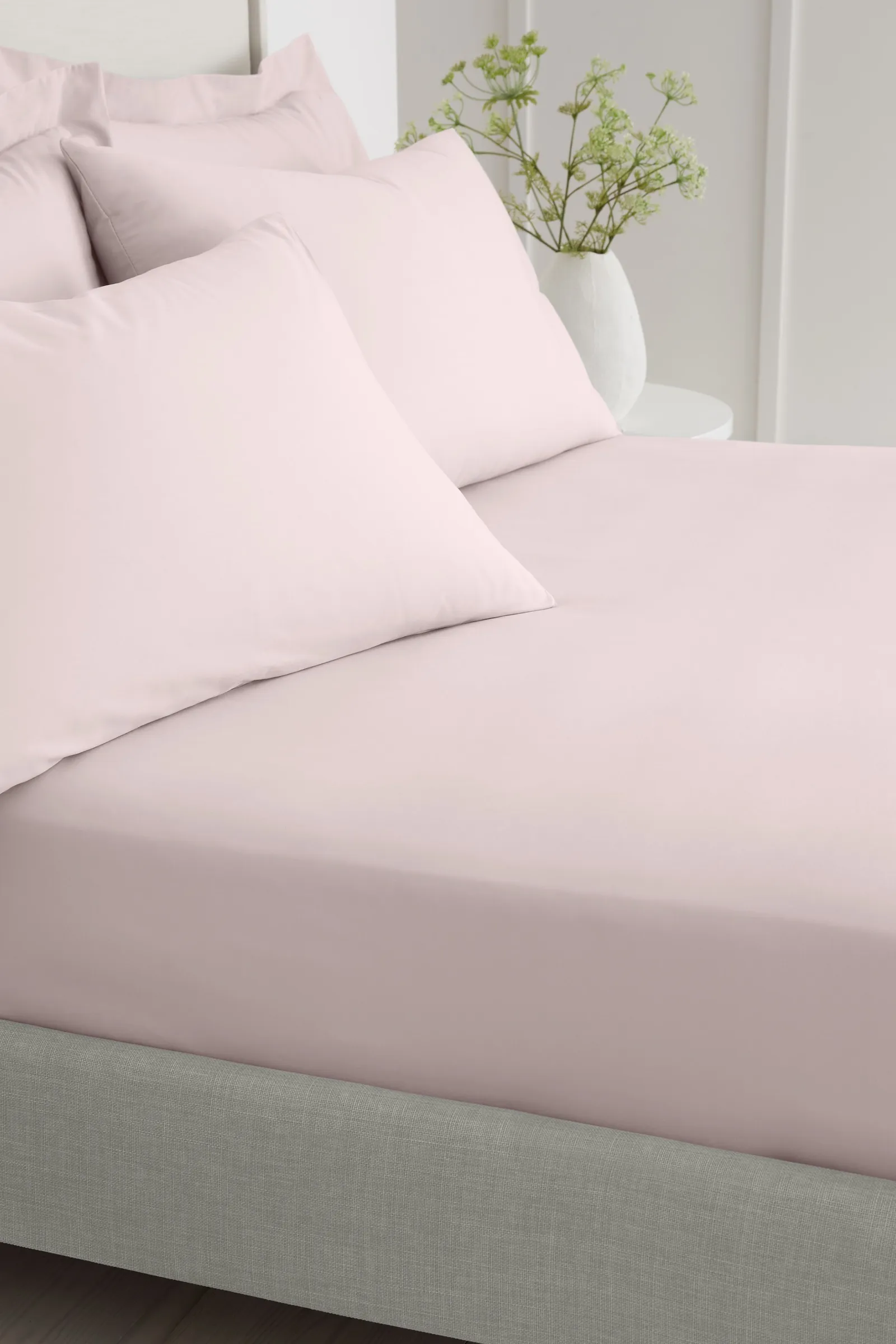 Bianca 200 Thread Count Cotton Percale 32cm Depth Sheet in Pink 2