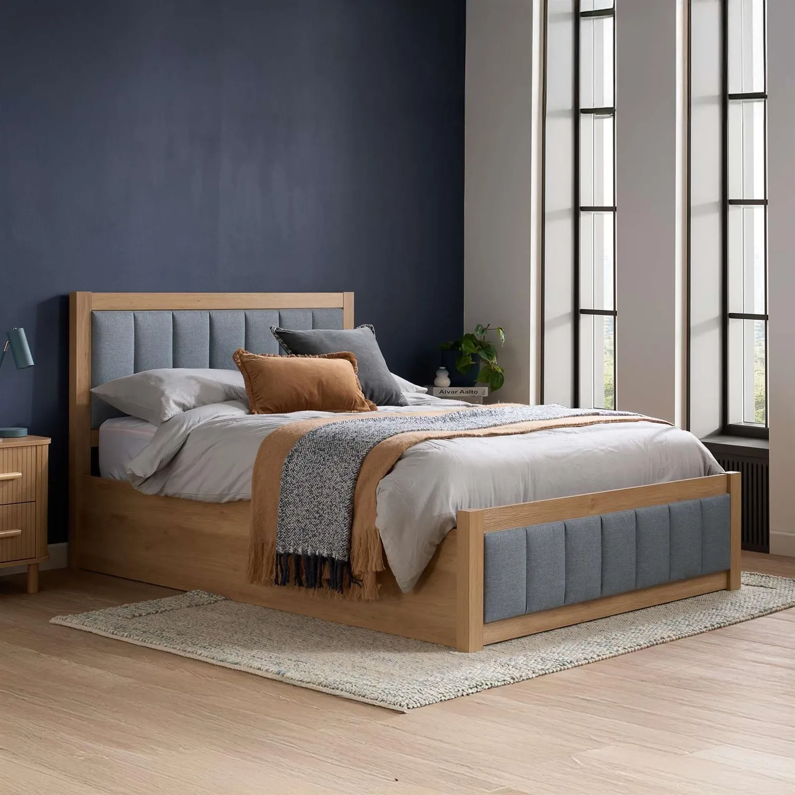 Birlea Belmont Grey & Oak Wooden Ottoman Bed Frame 2