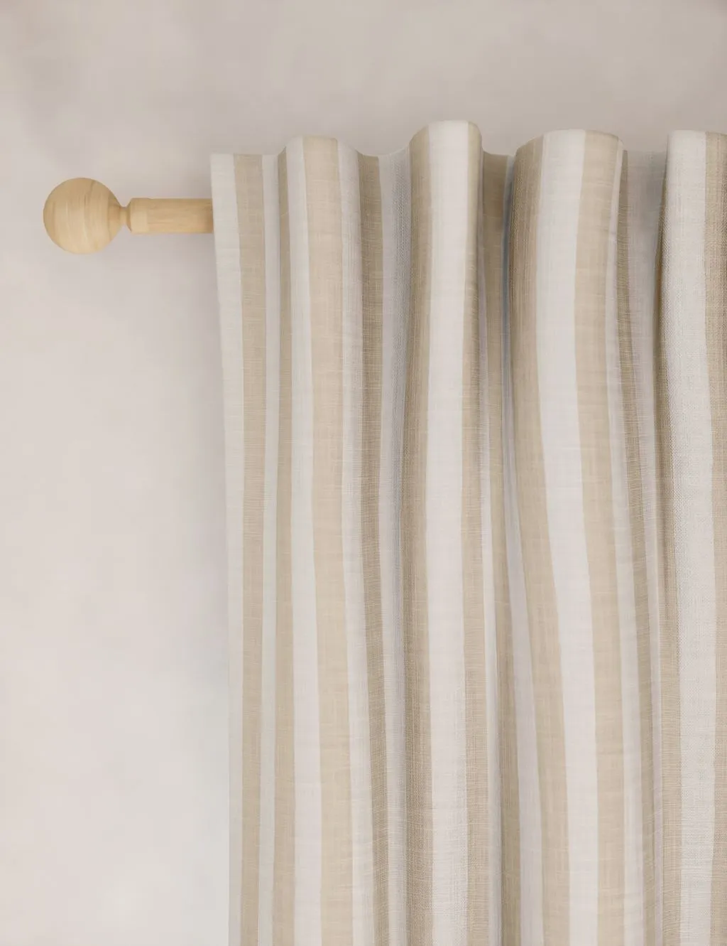 M&S Pure Cotton Striped Multiway Curtains Neutral